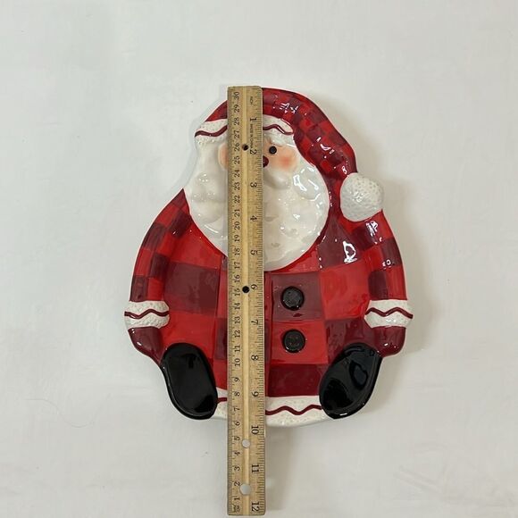 Hallmark Santa Serving Dish Plate USA Candy Appetizers Decoration 10 In X 8 In - Picture 5 of 5